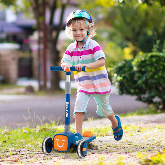 TS10039_57276941.jpg Folding Adjustable Kids Toy Scooter with LED Flashing Wheels Horn 4 Emoji Covers-Green