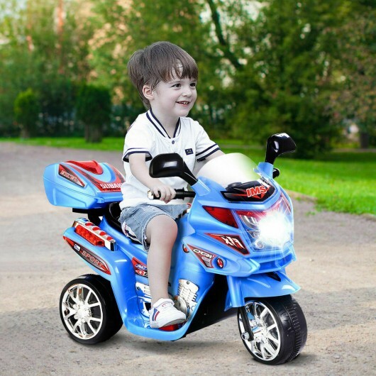 20-day Presell 3 Wheel Kids Ride On Motorcycle 6V Battery Powered Electric Toy Power Bicyle New-Blue - Color: Blue