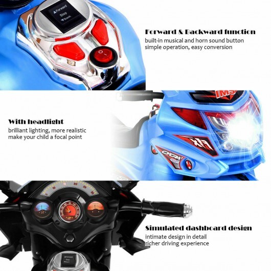 20-day Presell 3 Wheel Kids Ride On Motorcycle 6V Battery Powered Electric Toy Power Bicyle New-Blue - Color: Blue