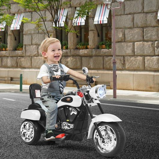 Costway 3 Wheel Kids Ride On Motorcycle 6V Battery Powered Electric Toy White